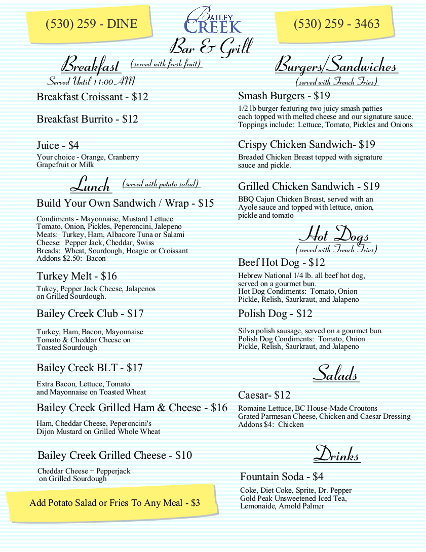 2025 Full Lunch Menu Start