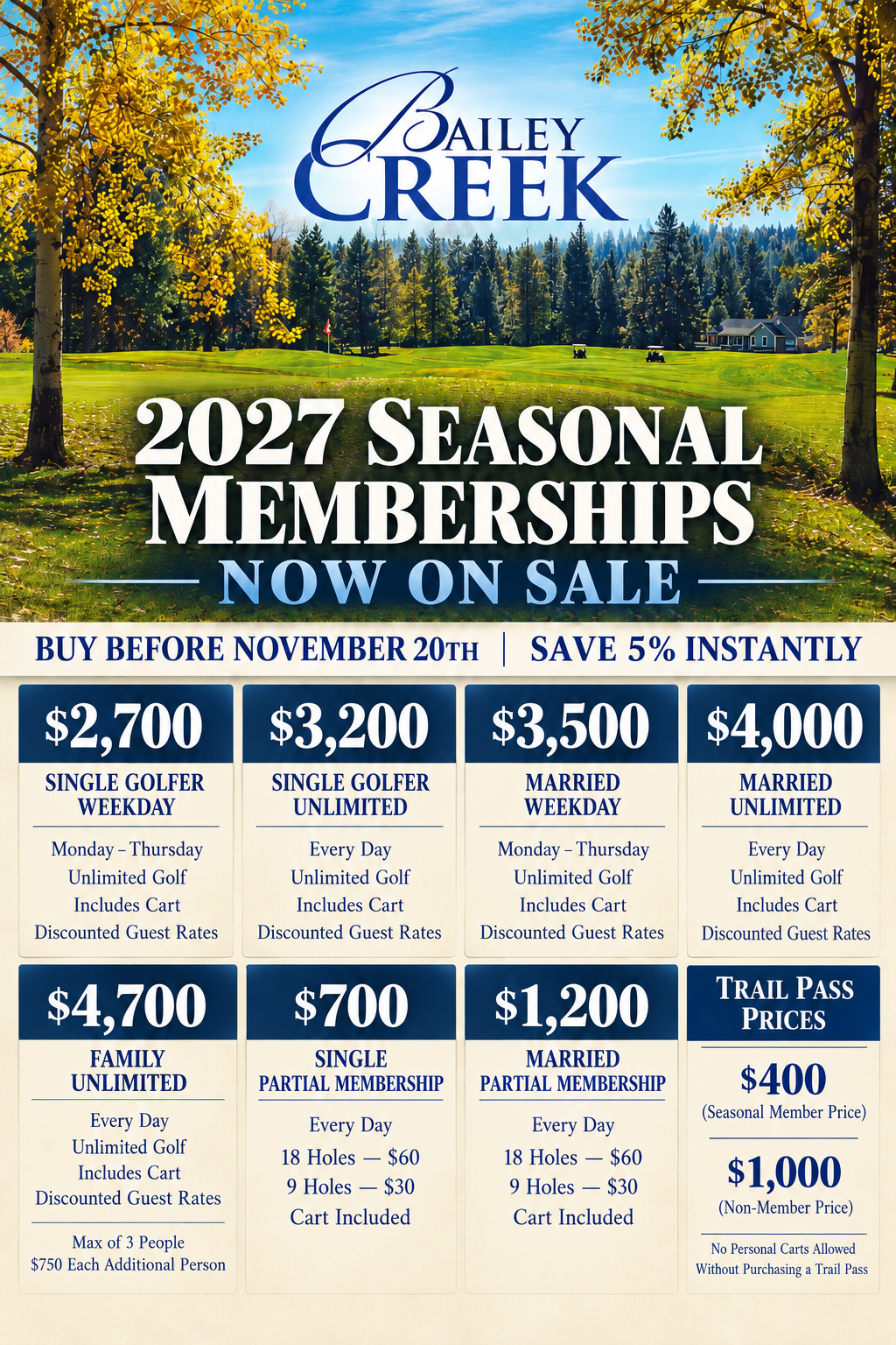 2027 Seasonal Golf Memberships